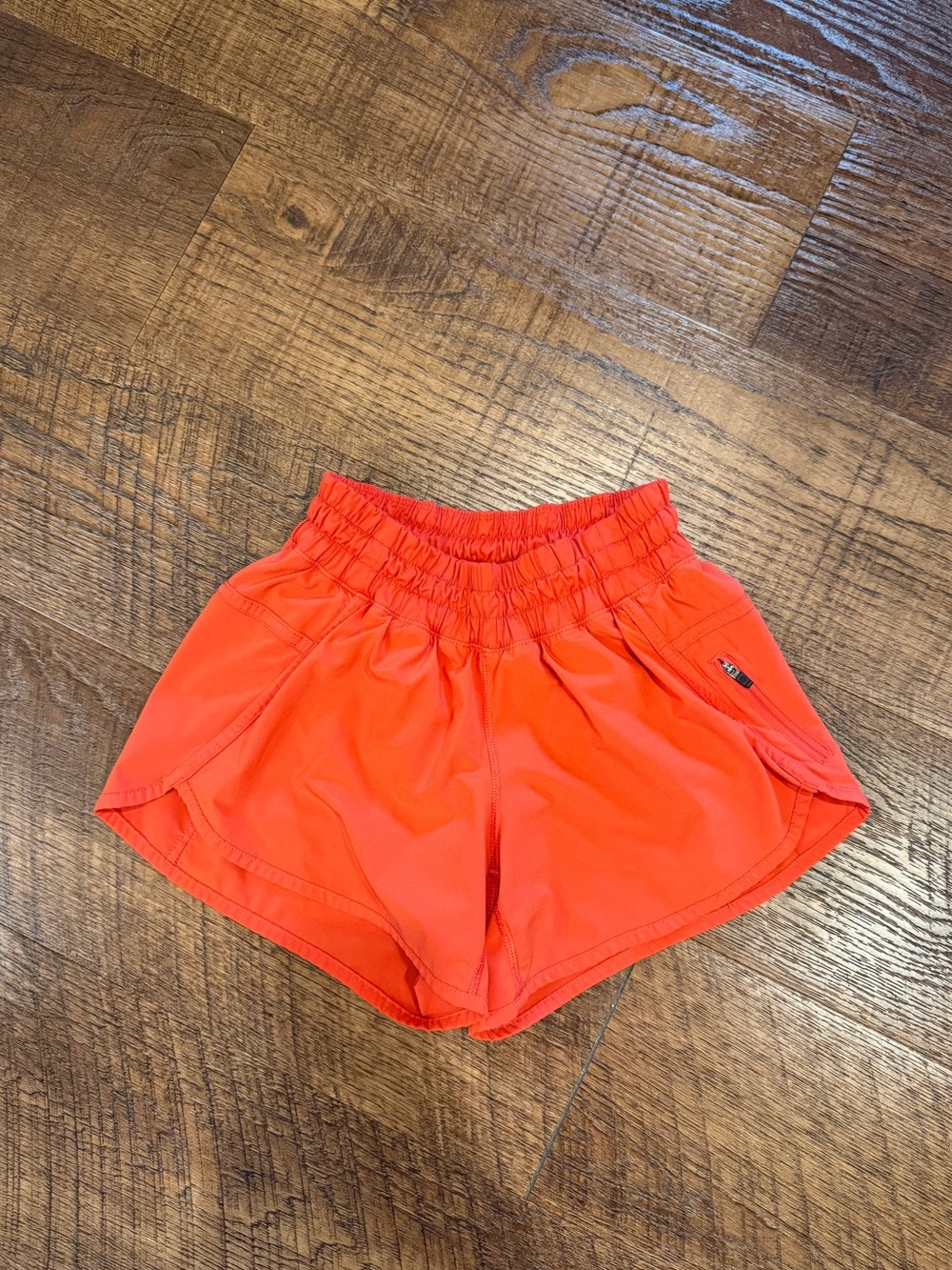 Red/ Orange Lululemon Track That shorts